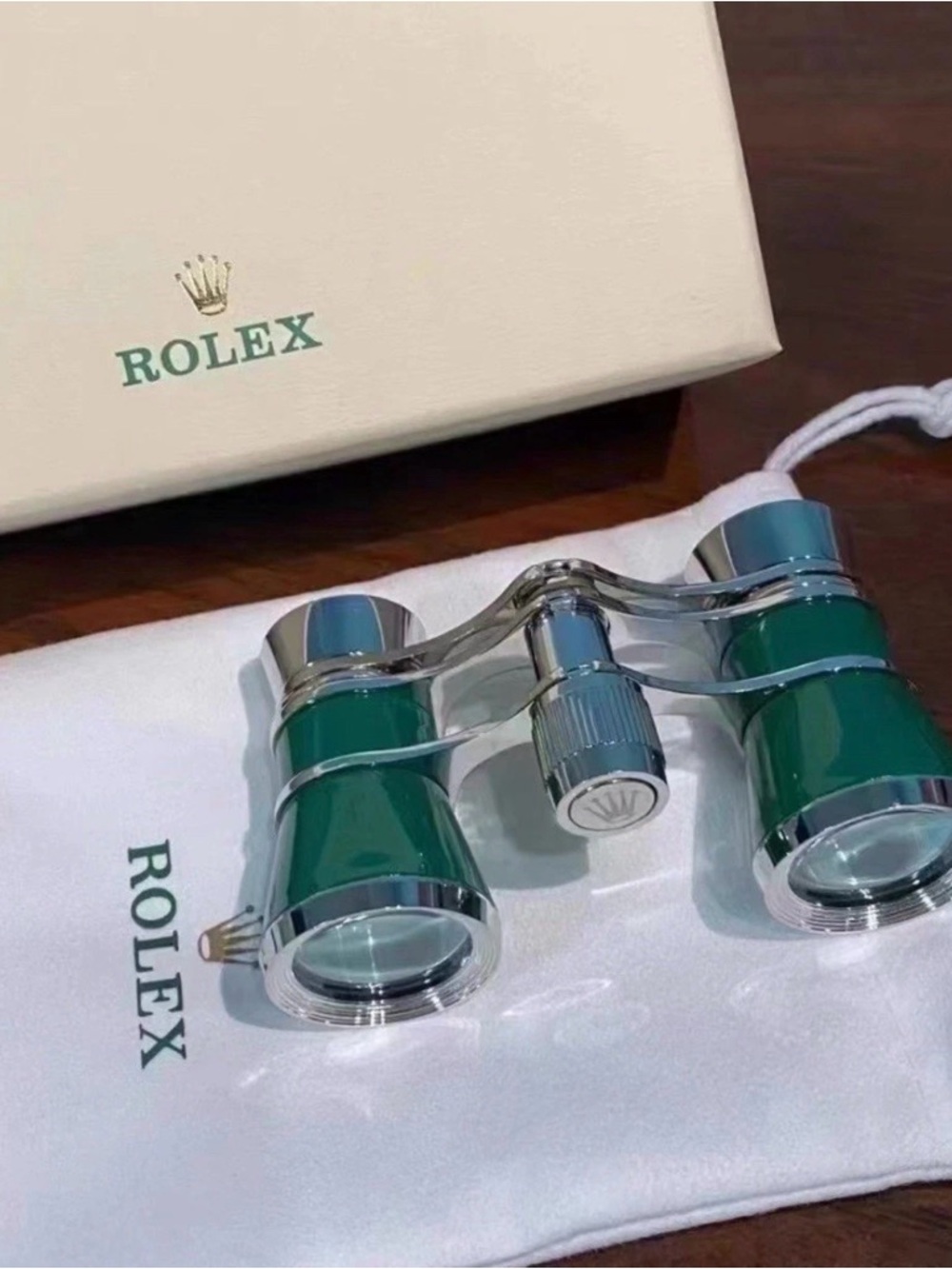 Rolex Green and Silver Opera Glasses for Men or Women